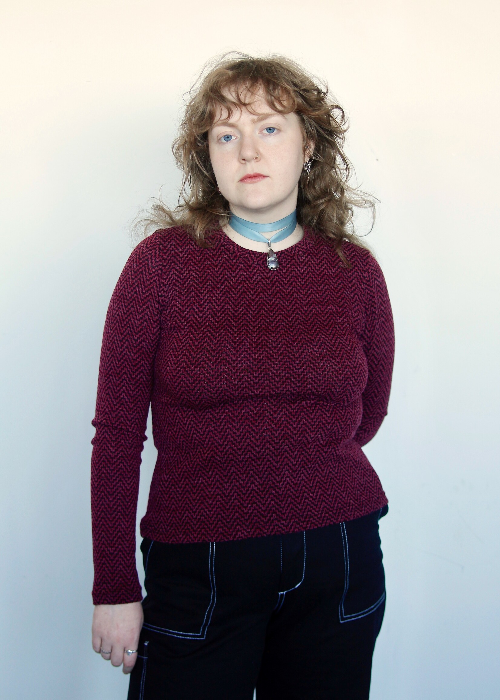 Studio Citizen Studio Citizen Fitted Top - Burgundy Zig Zag
