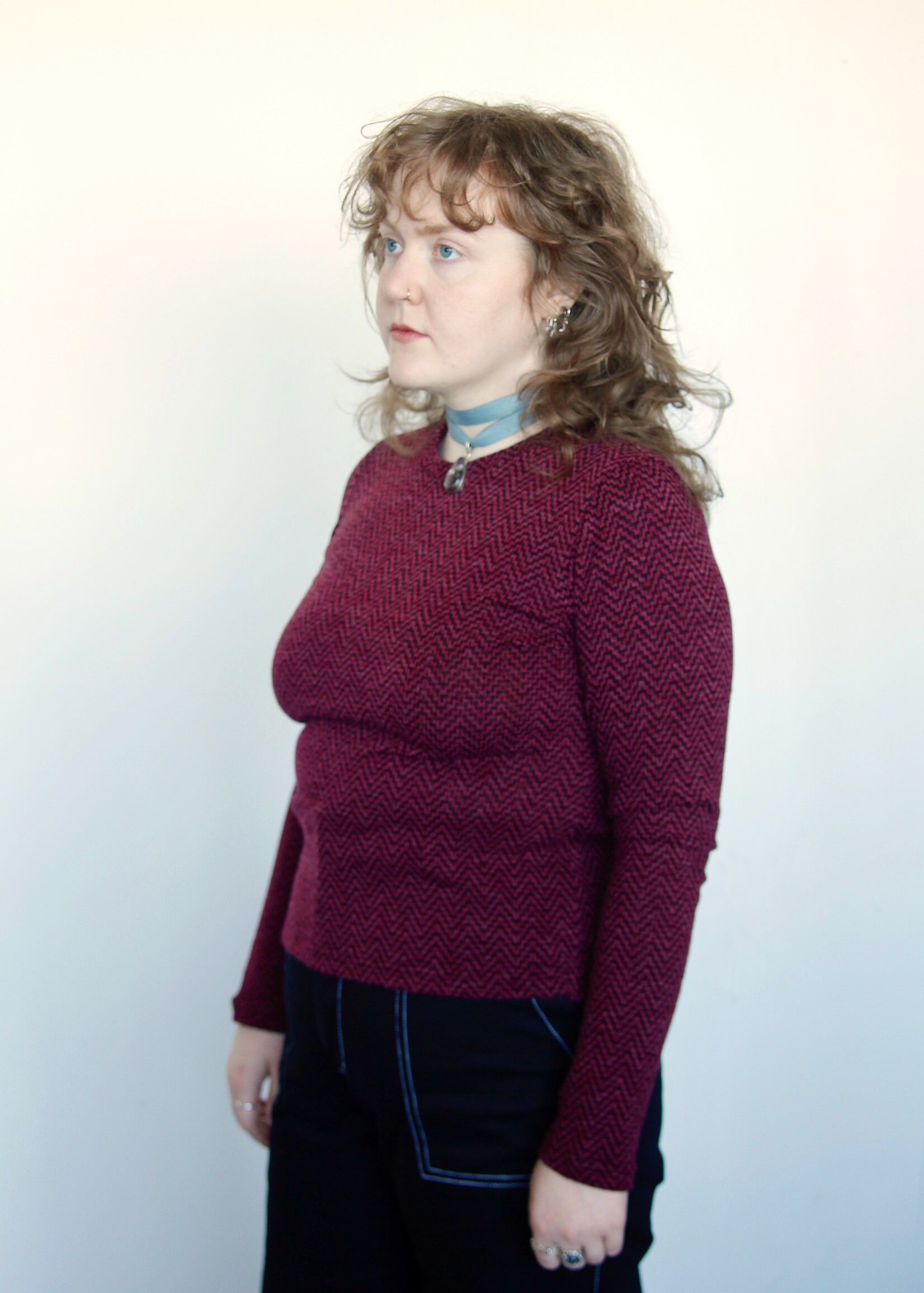 Studio Citizen Studio Citizen Fitted Top - Burgundy Zig Zag