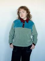 Studio Citizen Studio Citizen Polo Sweater - in Sage Velour and Burgundy Rib