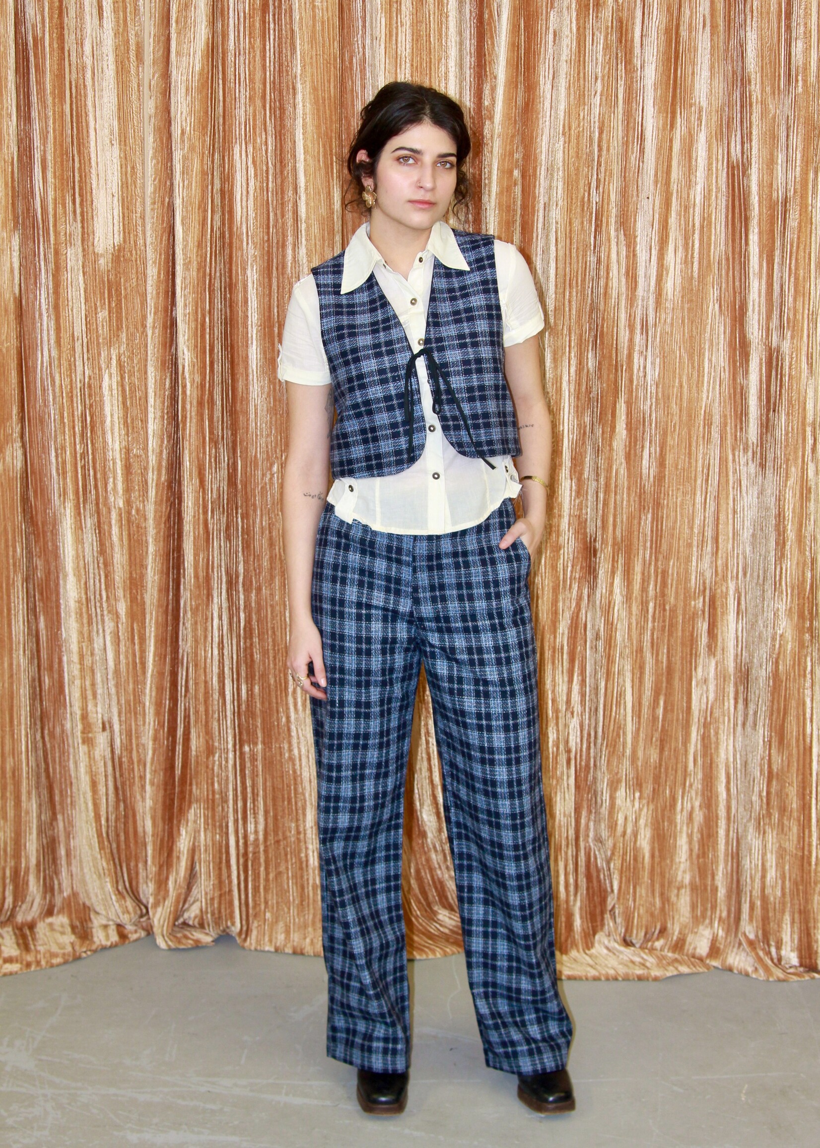 Studio Citizen Studio Citizen Straight Cut Pants in Blue Plaid