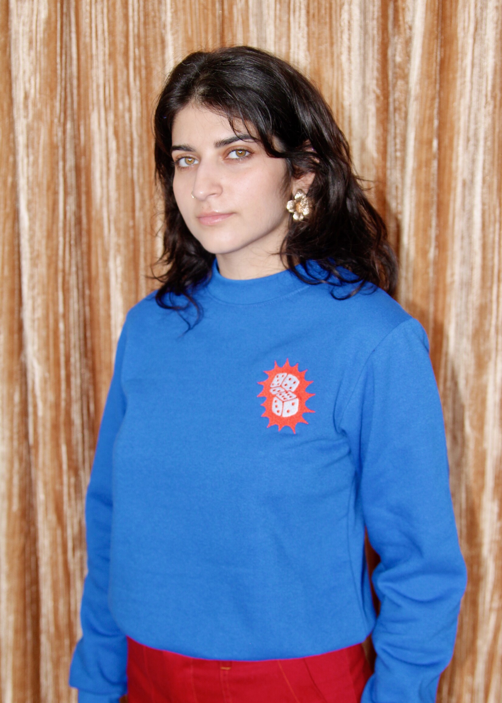 【CPGN STUDIO】The dice Embroidery Brushed Sweatshirt Studio Citizen Blue Crew with Dice Embroidery - CITIZEN VINTAGE