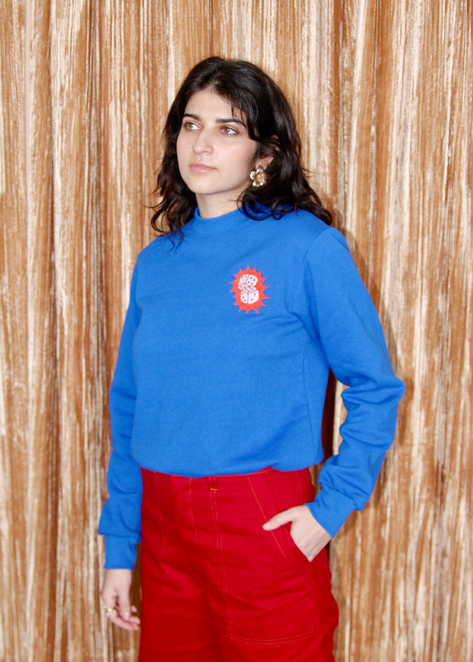 Studio Citizen Studio Citizen Blue Crew with Dice Embroidery