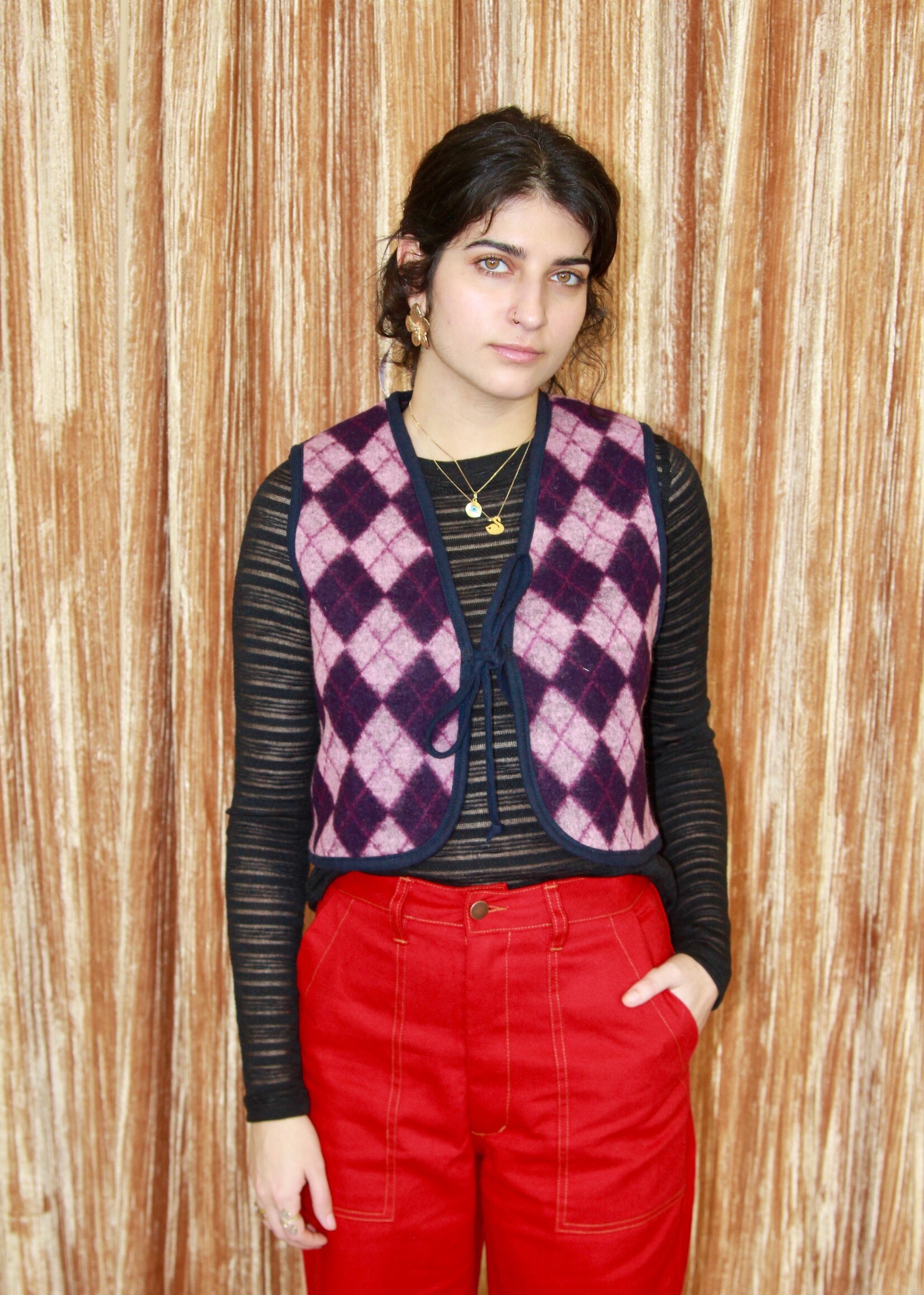 Studio Citizen Studio Citizen Fitted Vest - Purple Wool Plaid
