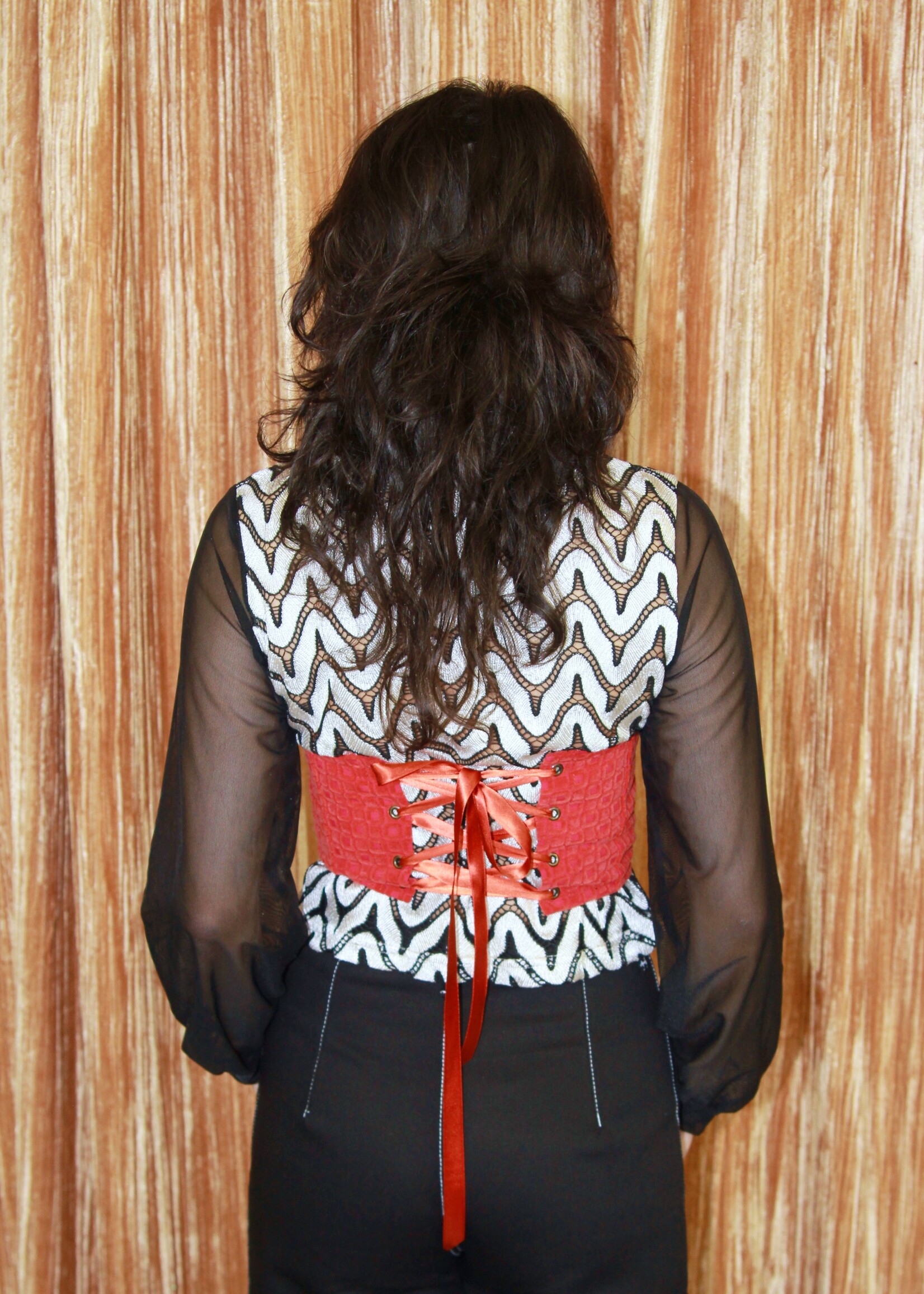 Studio Citizen Studio Citizen Corset in Red Flocked Velvet