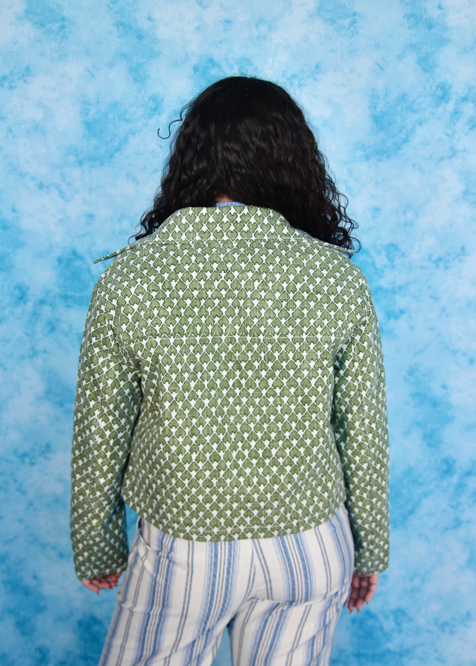 Studio Citizen Studio Citizen ZipperJacket in Green Diagonal Grid