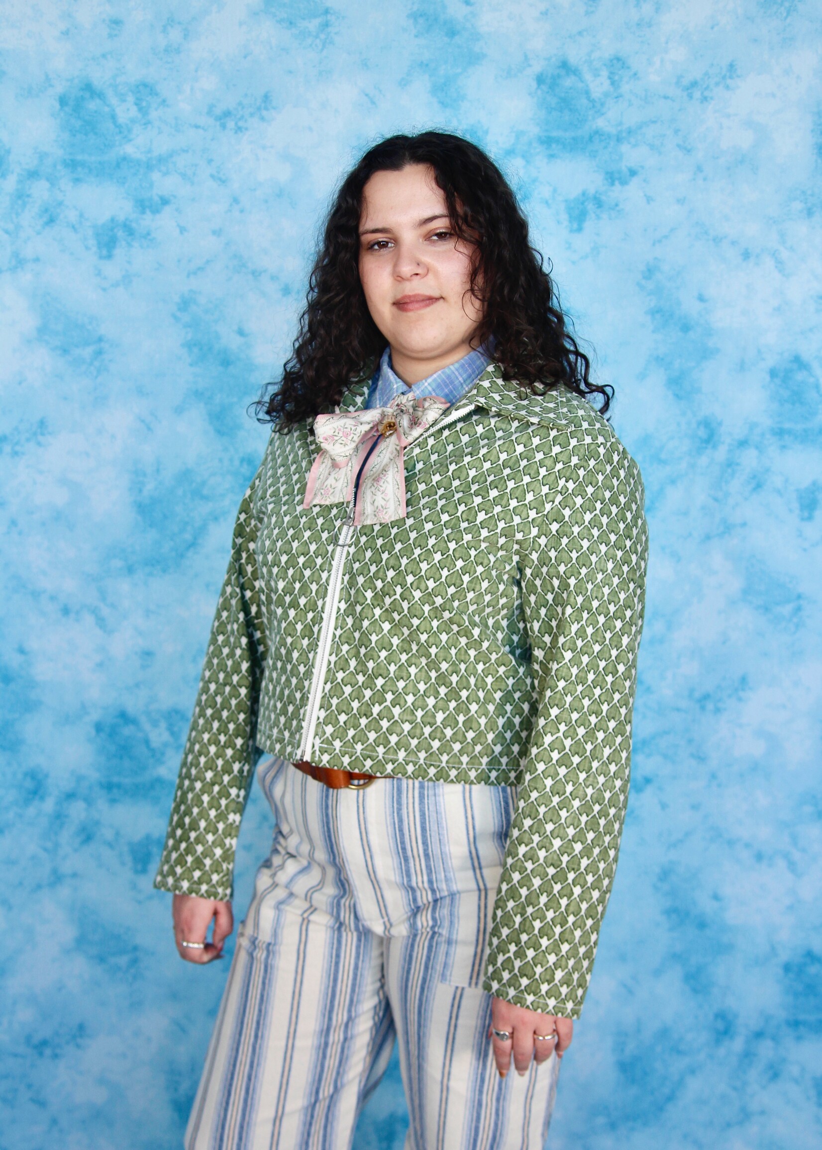 Studio Citizen Studio Citizen ZipperJacket in Green Diagonal Grid