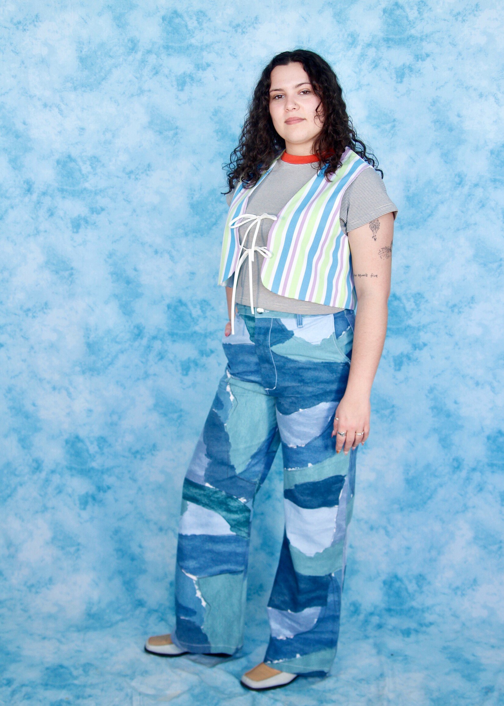 Studio Citizen Studio Citizen Straight Cut Pants in Blue Watercolour
