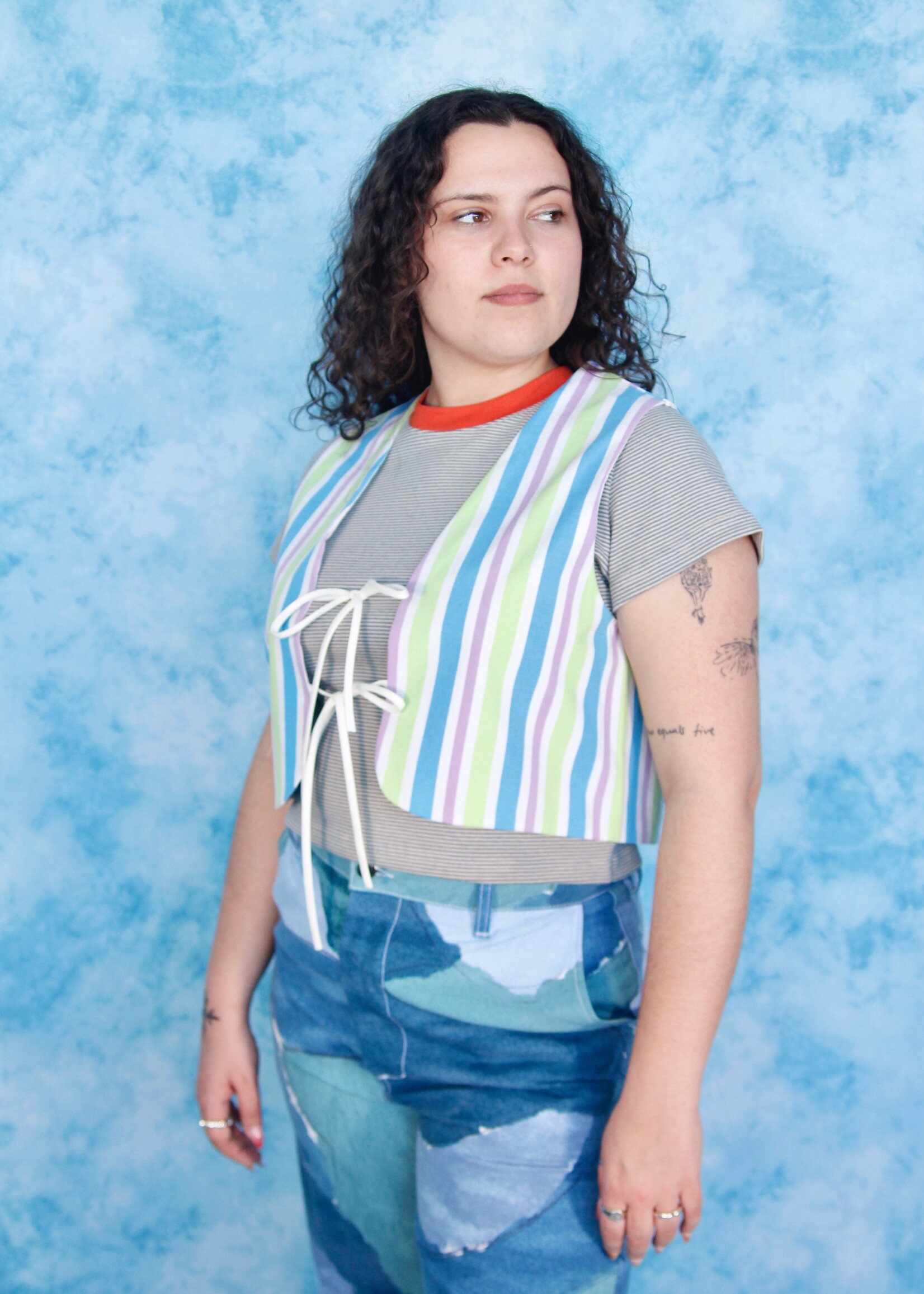 Studio Citizen Studio Citizen Upcycled Fitted Vest in Striped Cotton