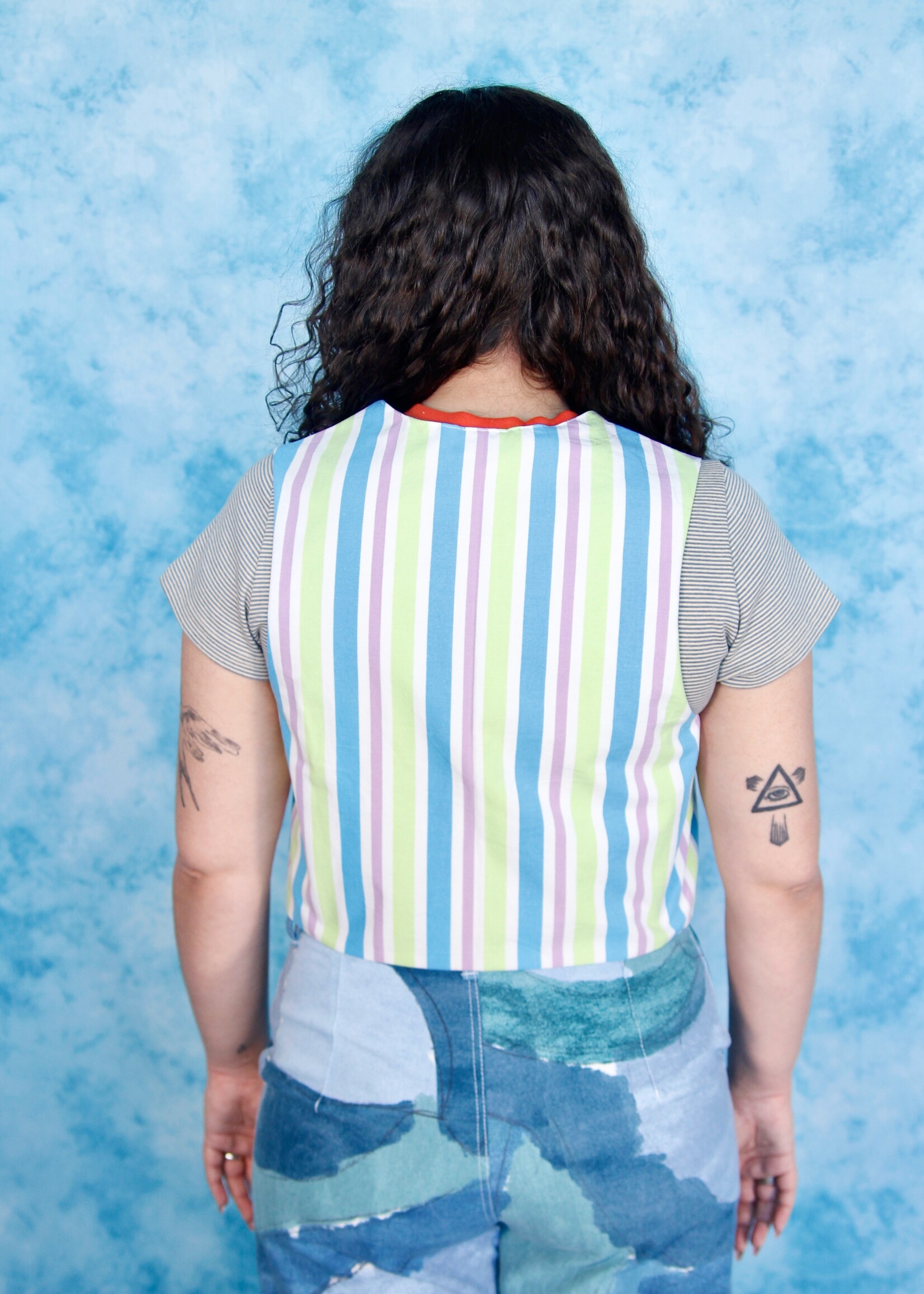 Studio Citizen Studio Citizen Upcycled Fitted Vest in Striped Cotton