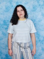 Studio Citizen Perfect Tee in White Terry with Blue Stripe