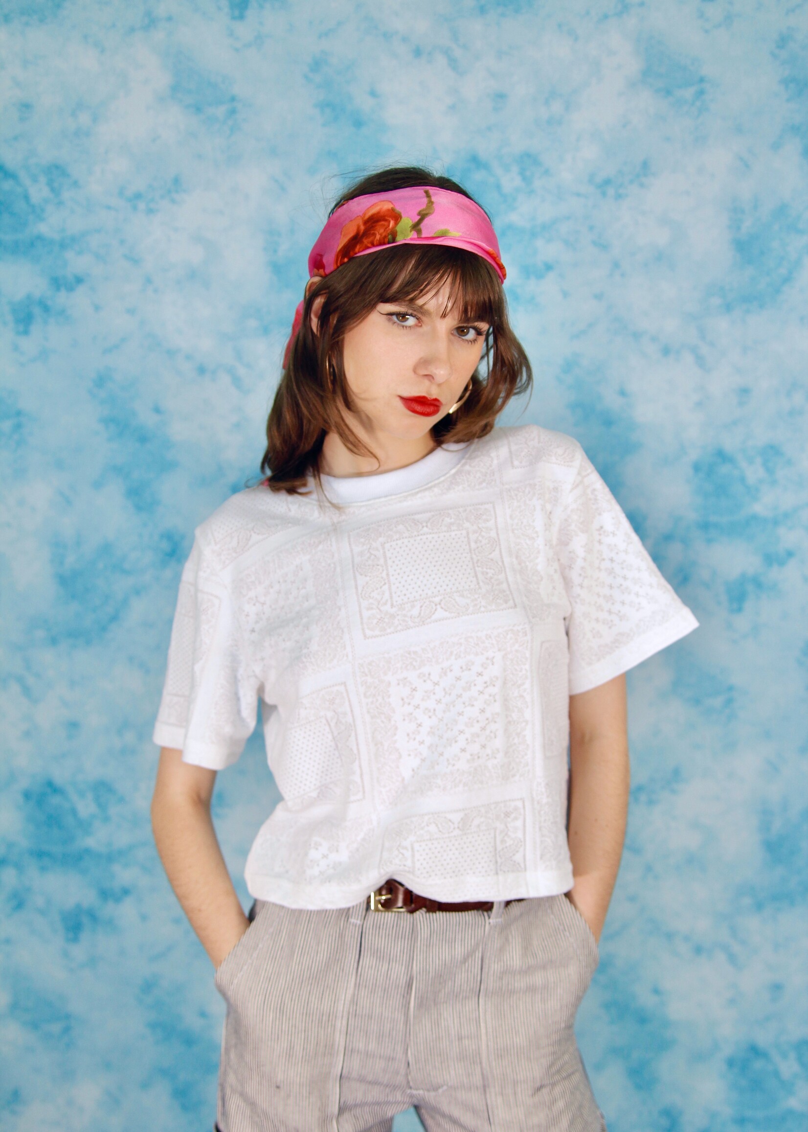 Studio Citizen Studio Citizen Perfect Tee in White Cotton Bandana