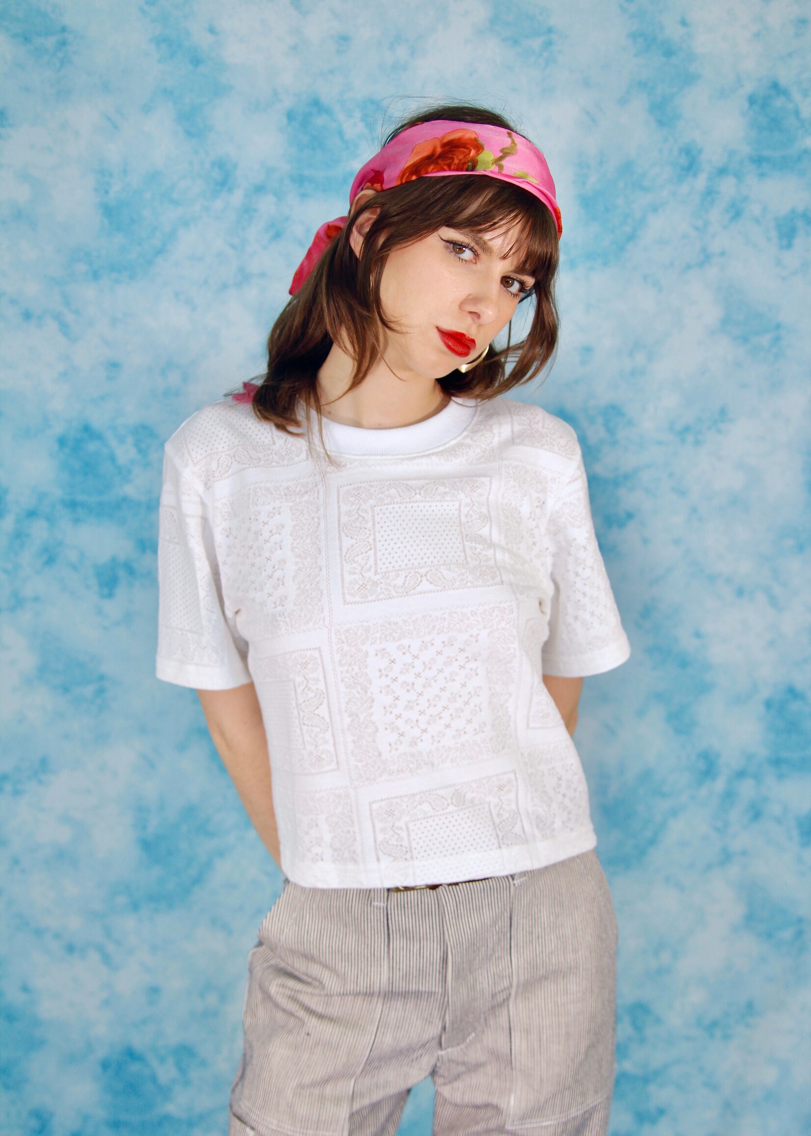Studio Citizen Studio Citizen Perfect Tee in White Cotton Bandana