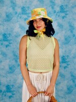 Studio Citizen Ribbed Tank Top in Pale Green Cotton Lace