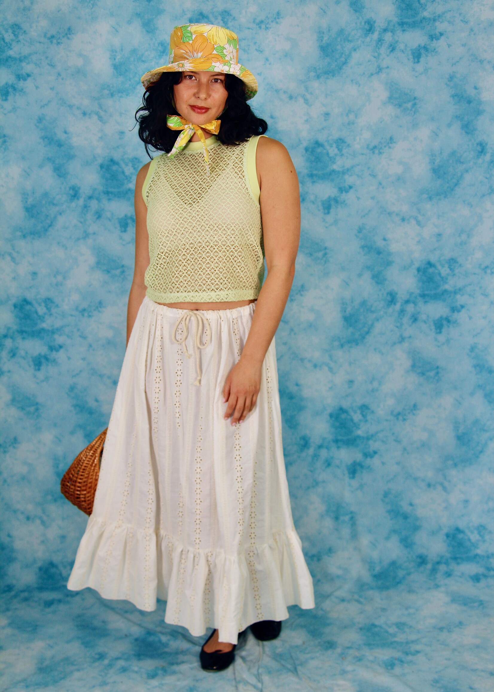 Studio Citizen Studio Citizen Ribbed Tank Top in Pale Green Lace