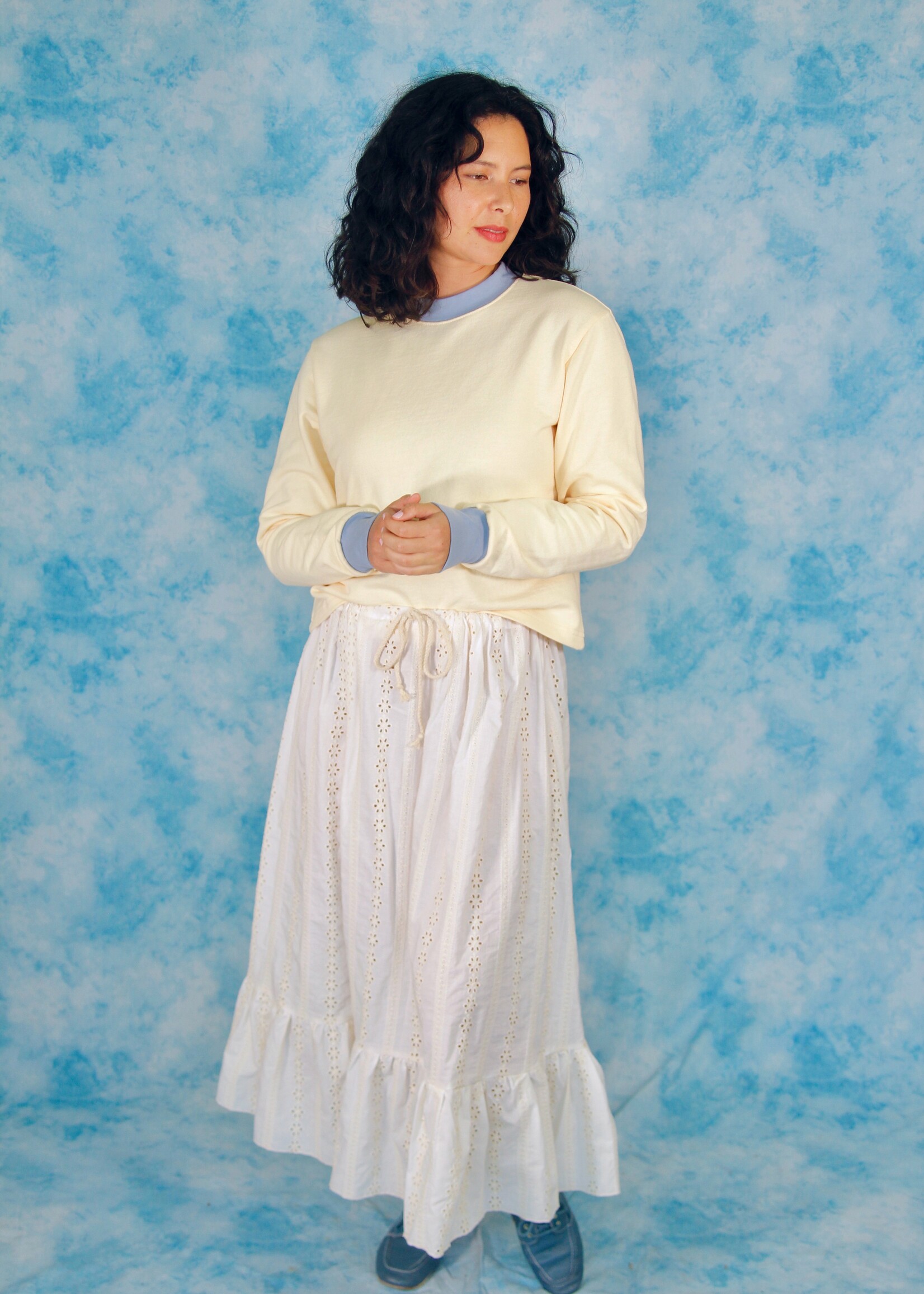 Studio Citizen Studio Citizen Crewneck Sweater in Yellow with Blue Rib