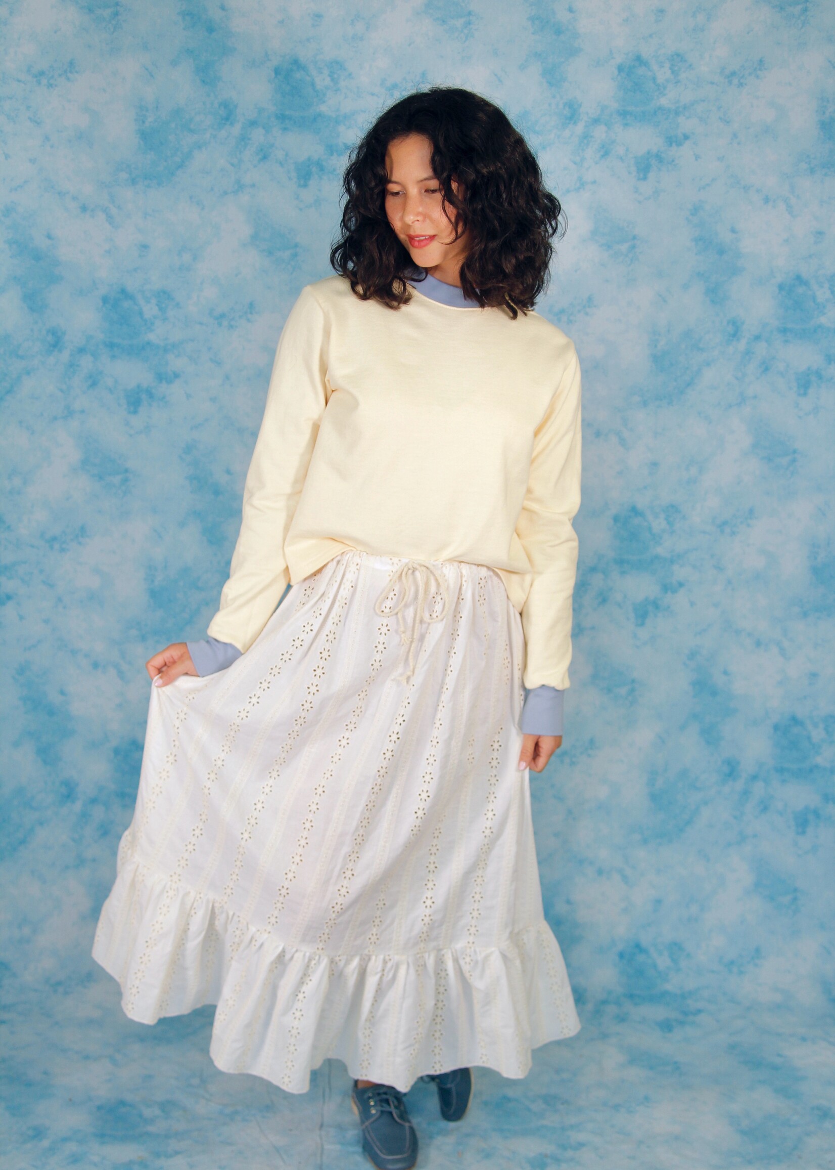 Studio Citizen Studio Citizen Crewneck Sweater in Yellow with Blue Rib