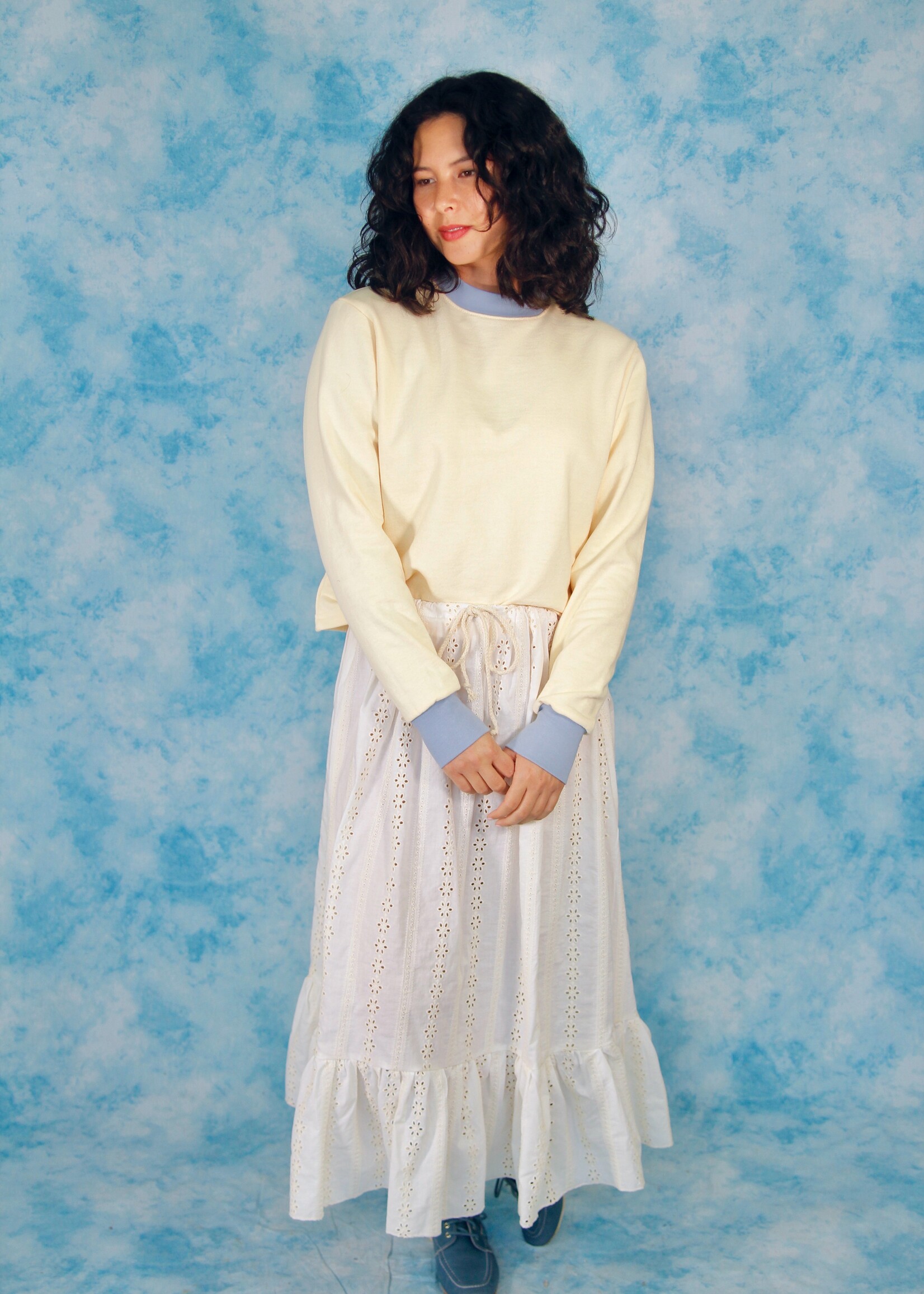 Studio Citizen Studio Citizen Crewneck Sweater in Yellow with Blue Rib