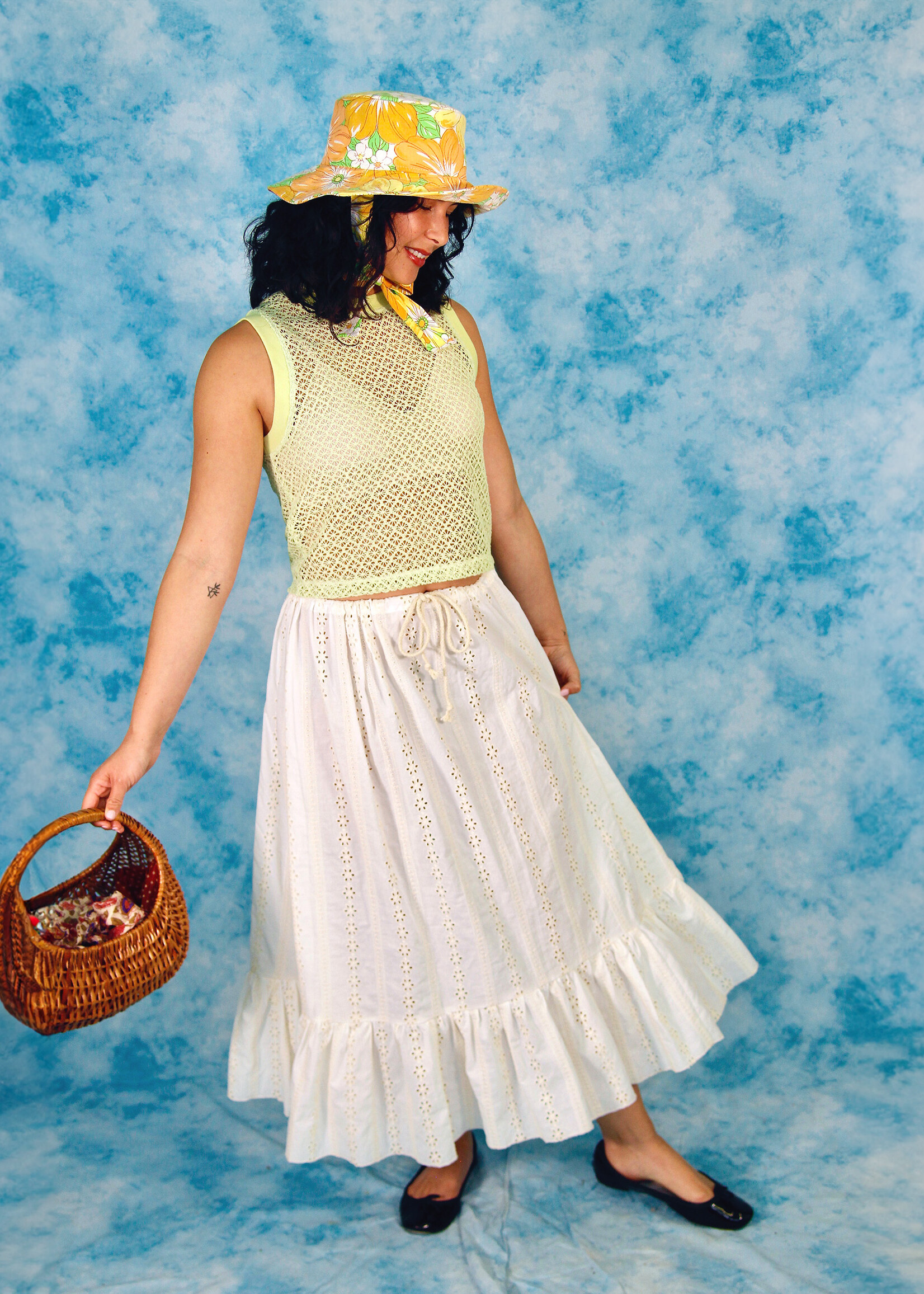 Studio Citizen Studio Citizen Ribbed Tank Top in Pale Green Lace