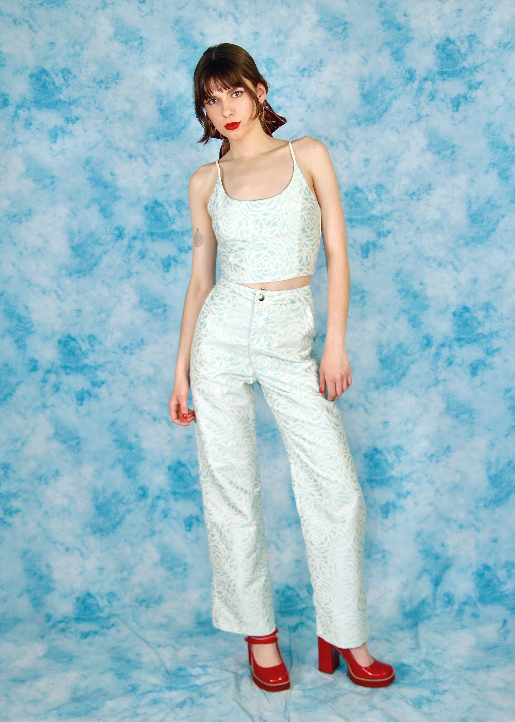 Studio Citizen Studio Citizen Straight Cut Pants in Turquoise Rose