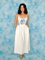 Studio Citizen Upcycled Maiden Dress with Blue and Yellow Flower Bodice - Size S