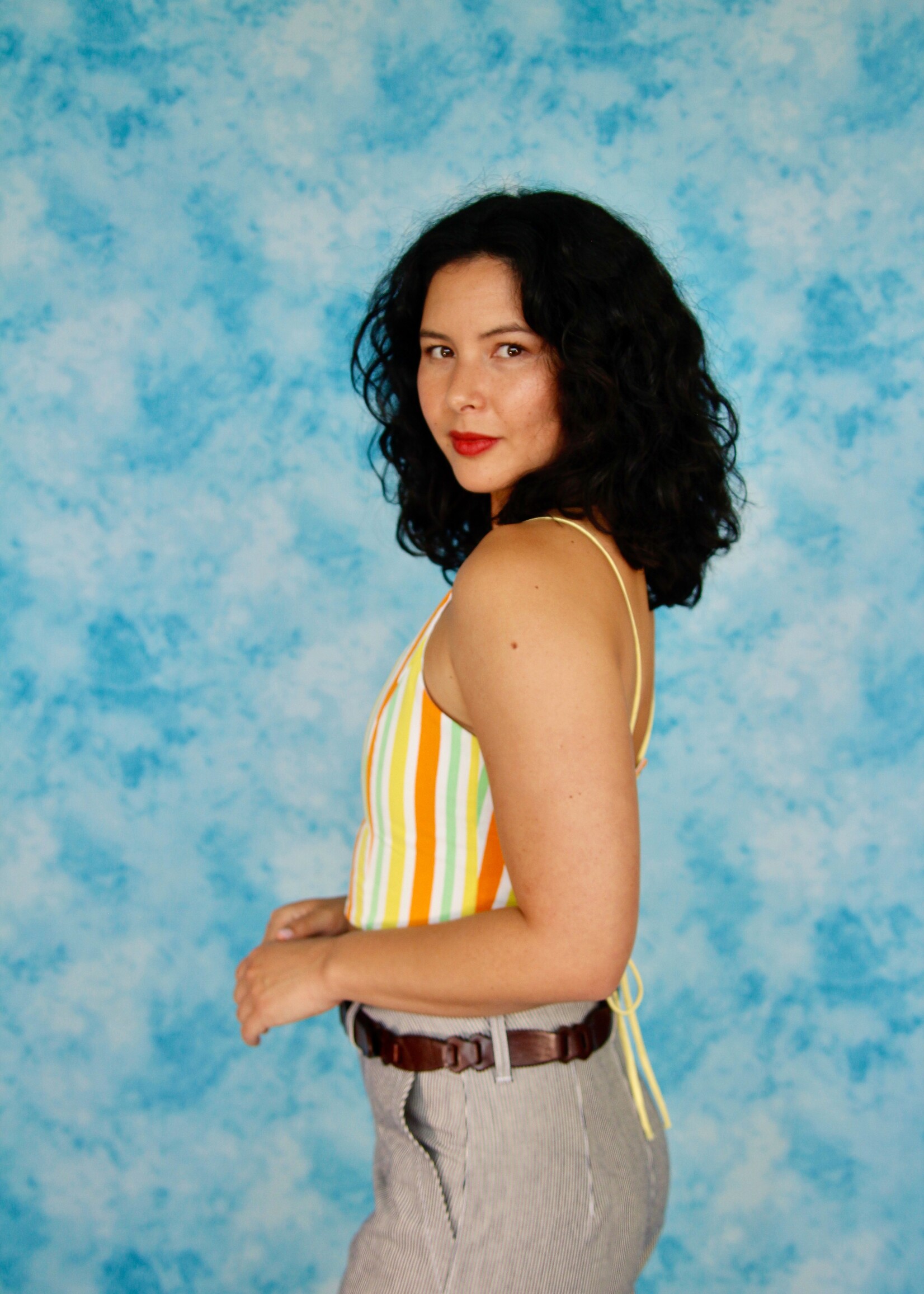 Studio Citizen Studio Citizen Upcycled Maiden Top in Orange Stripe