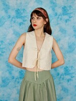 Studio Citizen Upcycled Vest in Natural Eyelet