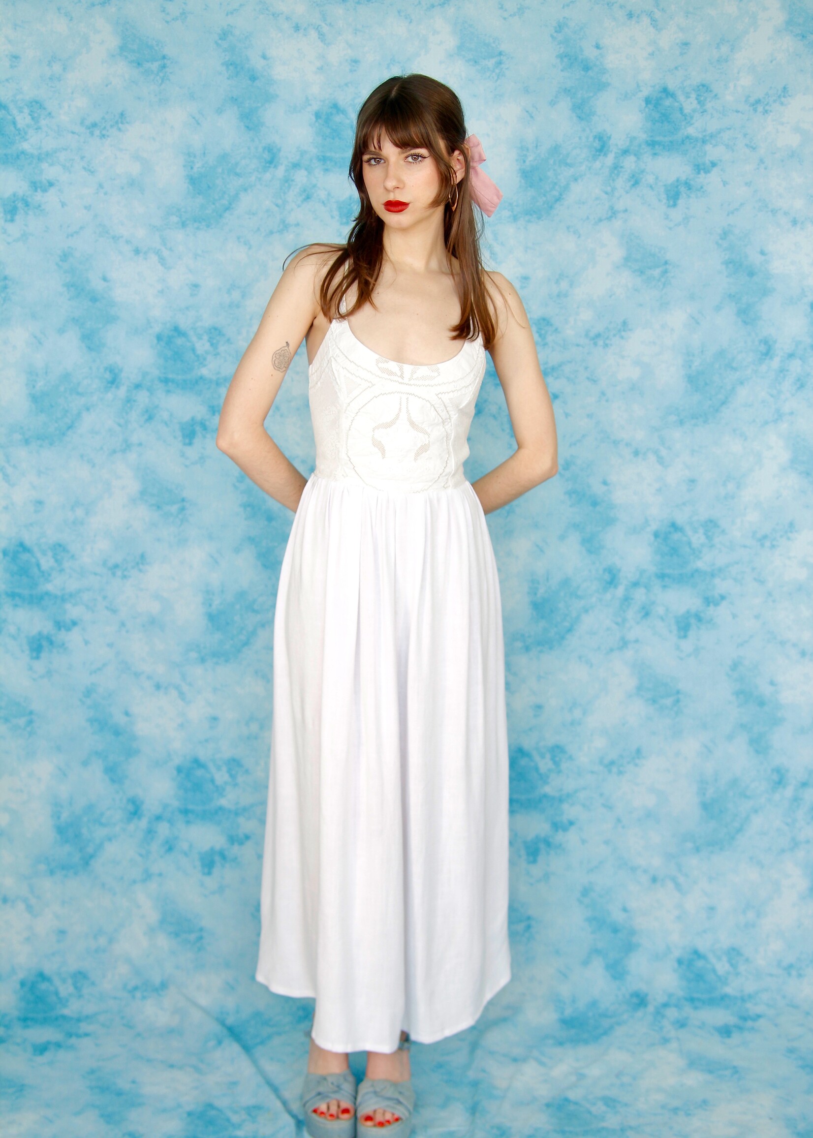 Studio Citizen Studio Citizen Upcycled Maiden Dress with Cut-out Embroidered Bodice - Size XXS