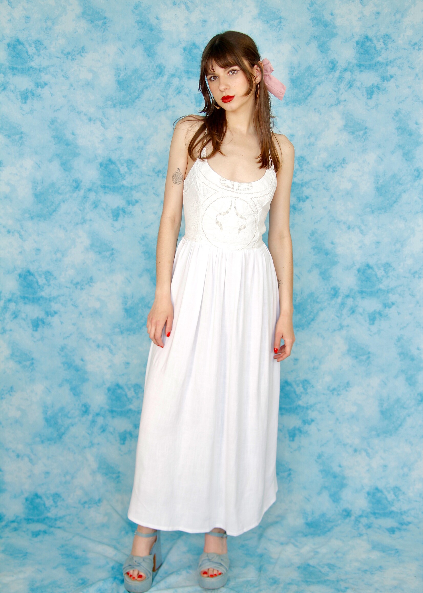 Studio Citizen Studio Citizen Upcycled Maiden Dress with Cut-out Embroidered Bodice - Size XXS