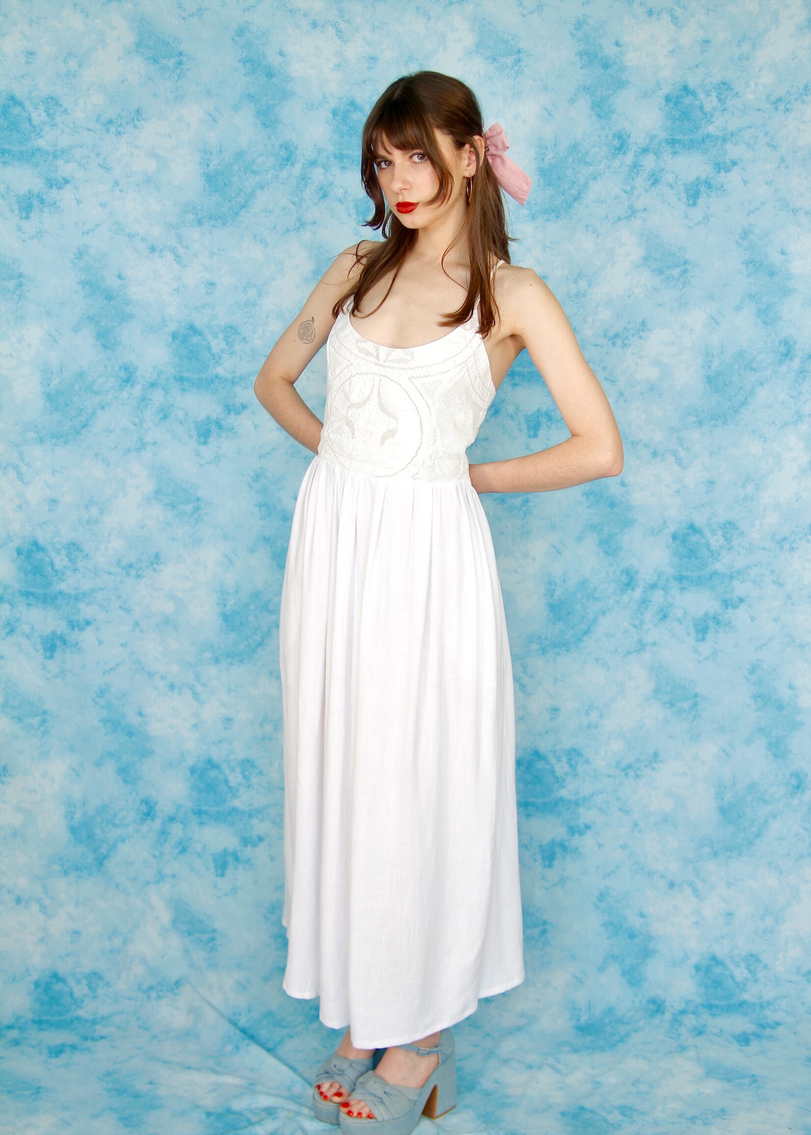 Studio Citizen Studio Citizen Upcycled Maiden Dress with Cut-out Embroidered Bodice - Size XXS