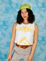 Studio Citizen Upcycled Open-Back tank in Yellow Maple Leaf Print - Size S