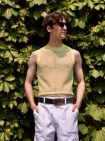 Studio Citizen Ribbed Tank Top in Pale Green Cotton Lace
