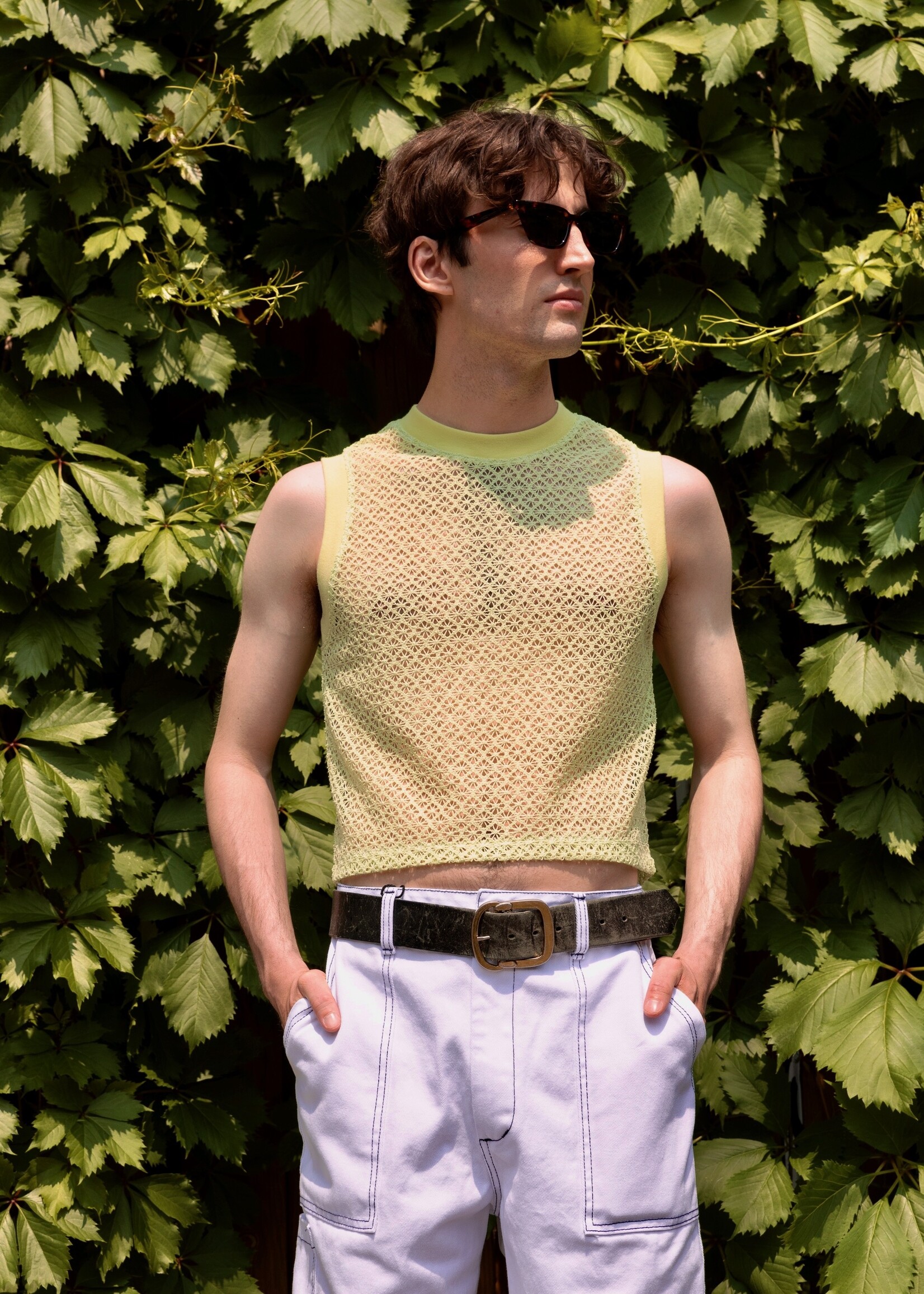 Studio Citizen Studio Citizen Ribbed Tank Top in Pale Green Lace