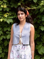 Studio Citizen Fitted Vest in Blue Gingham