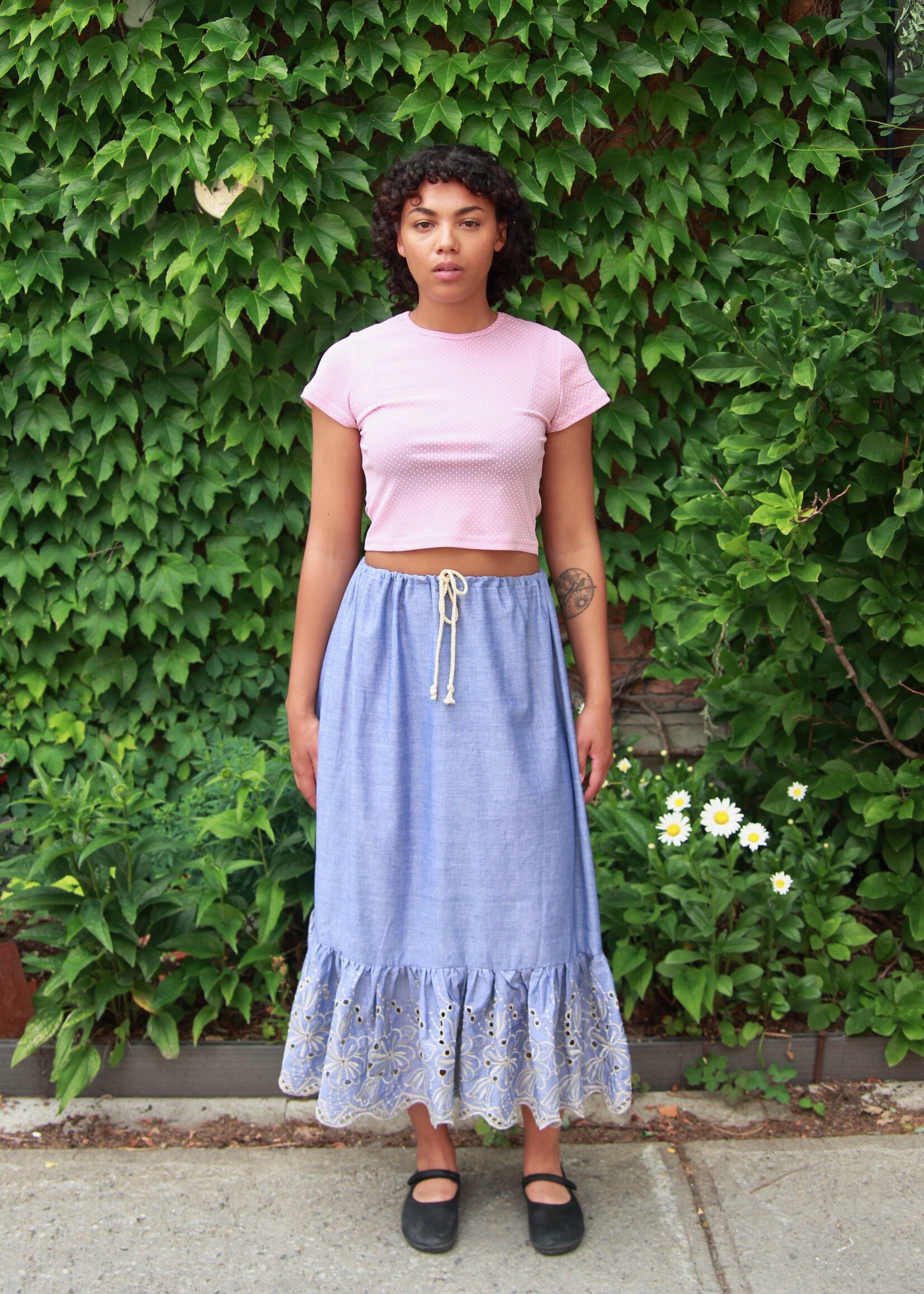 Studio Citizen Studio Citizen Drawstring Skirt - Chambray Eyelet