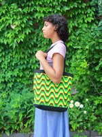 Studio Citizen Upcycled Cross-Stitch Tote Bag - 70s Wave
