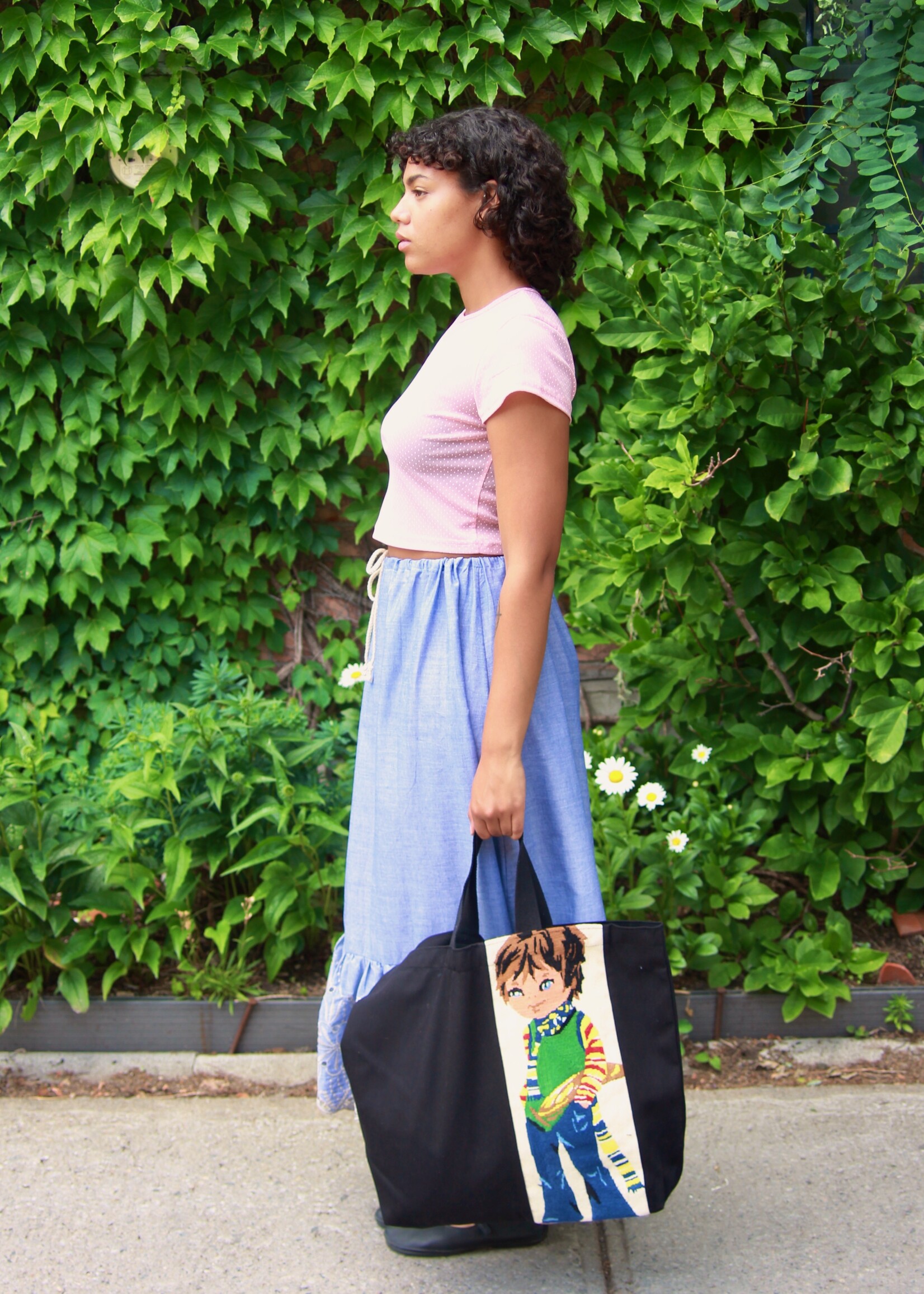 Studio Citizen Studio Citizen Upcycled Cross-Stitch Tote Bag - 60s Boy