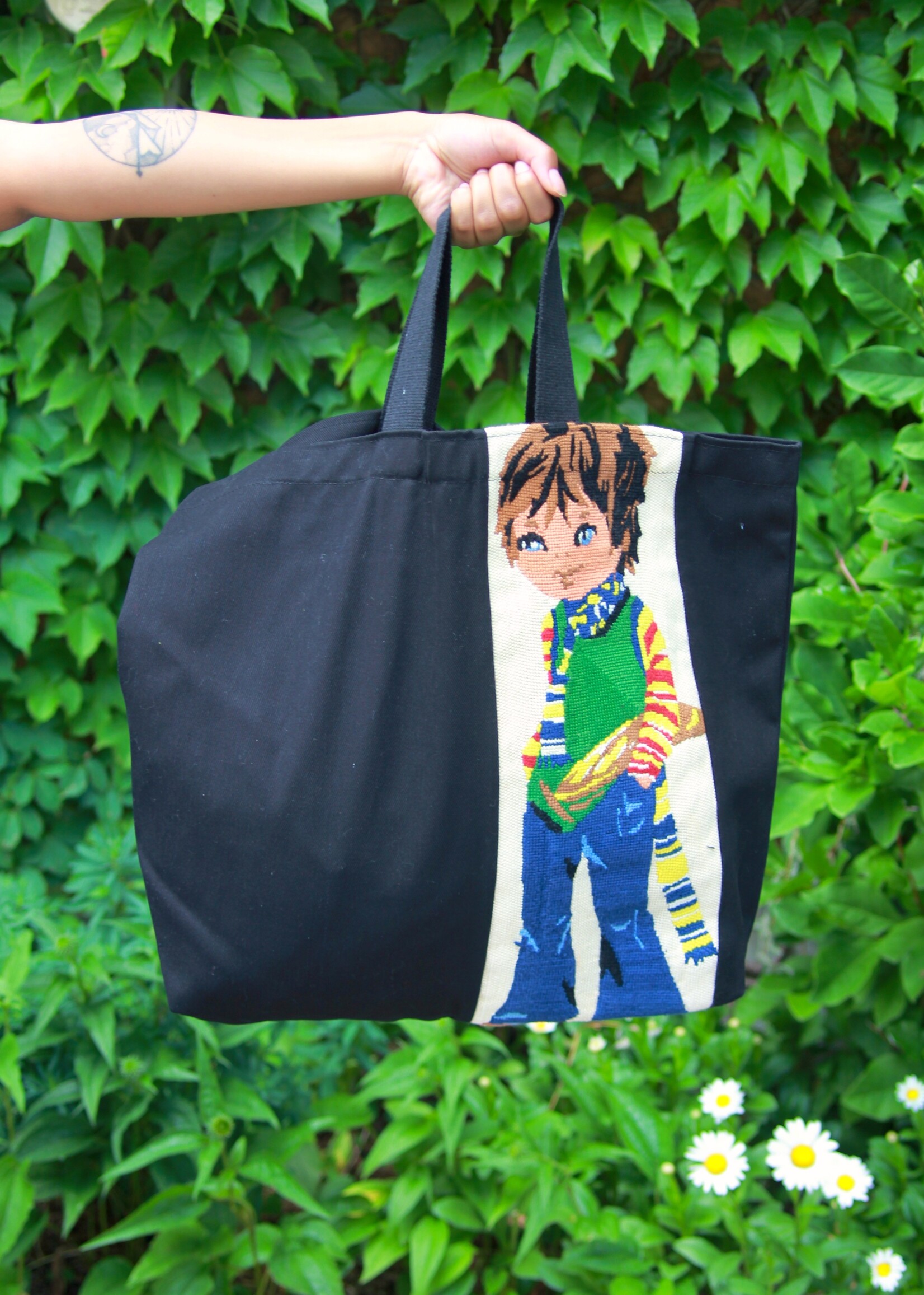 Studio Citizen Studio Citizen Upcycled Cross-Stitch Tote Bag - 60s Boy
