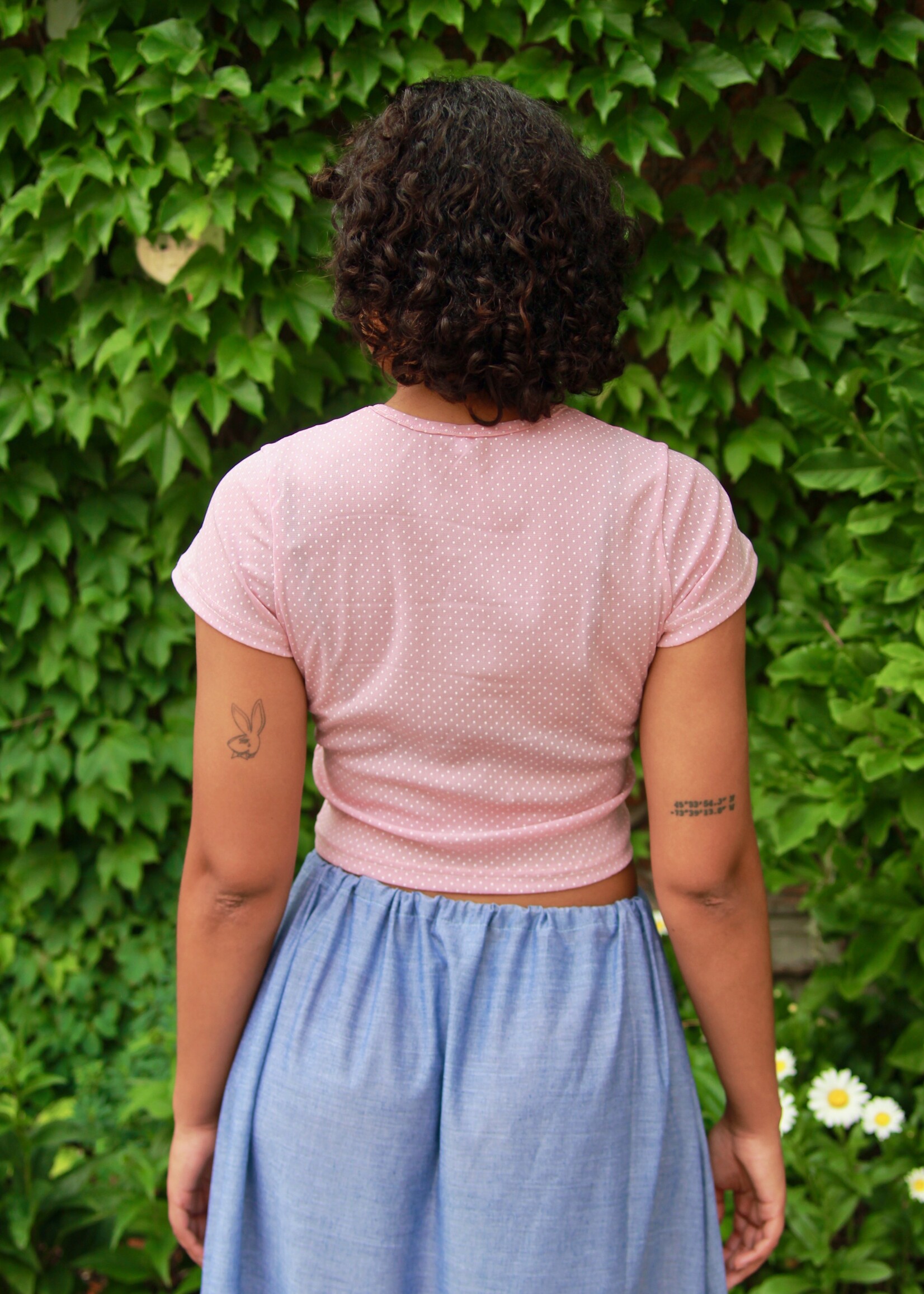 Studio Citizen Studio Citizen Baby Tee in Pink Mesh with White Polka-dots