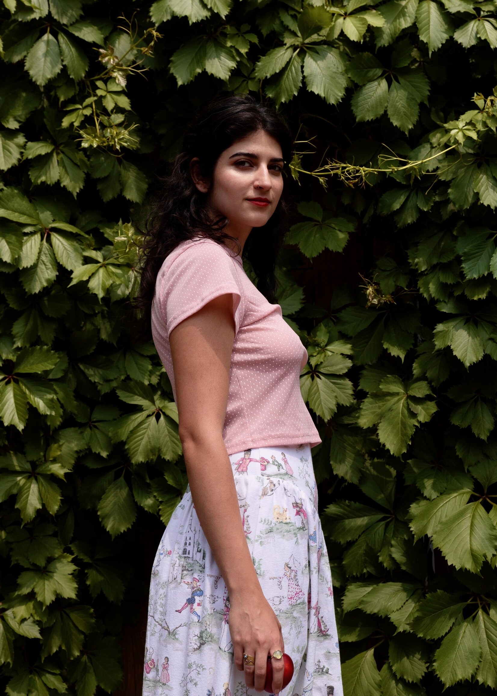 Studio Citizen Studio Citizen Baby Tee in Pink Mesh with White Polka-dots