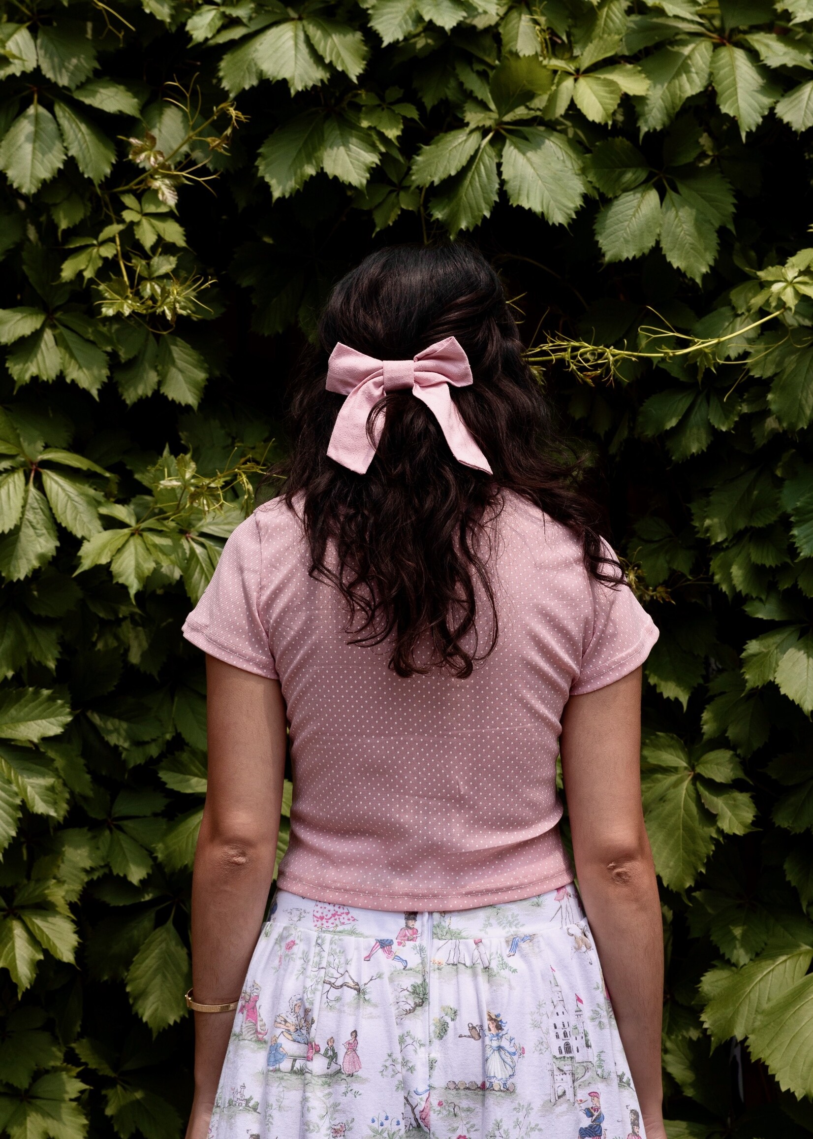 Studio Citizen Studio Citizen Baby Tee in Pink Mesh with White Polka-dots