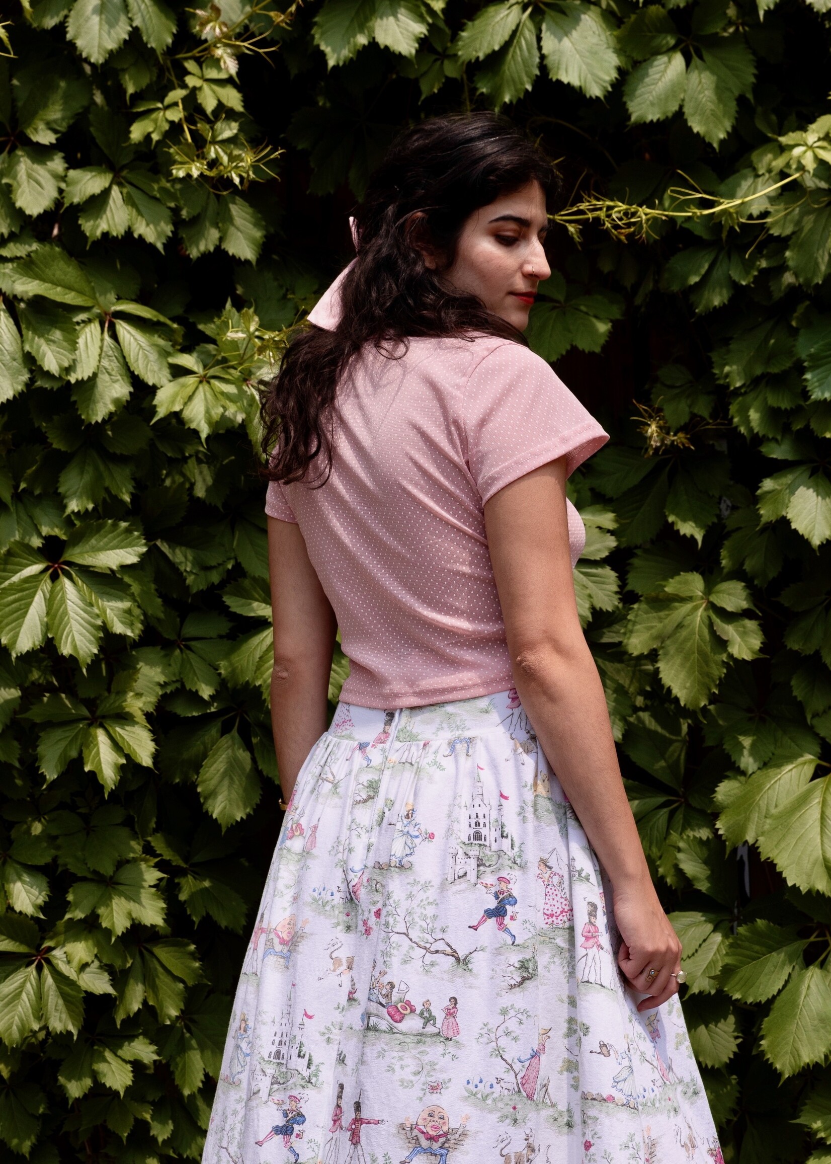 Studio Citizen Studio Citizen Baby Tee in Pink Mesh with White Polka-dots