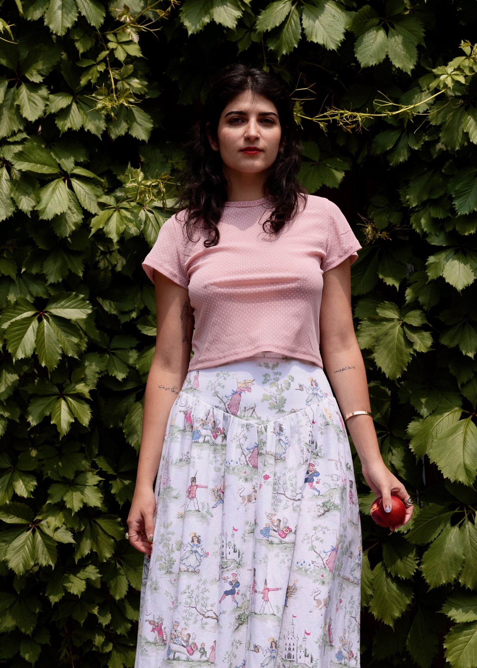 Studio Citizen Studio Citizen Baby Tee in Pink Mesh with White Polka-dots