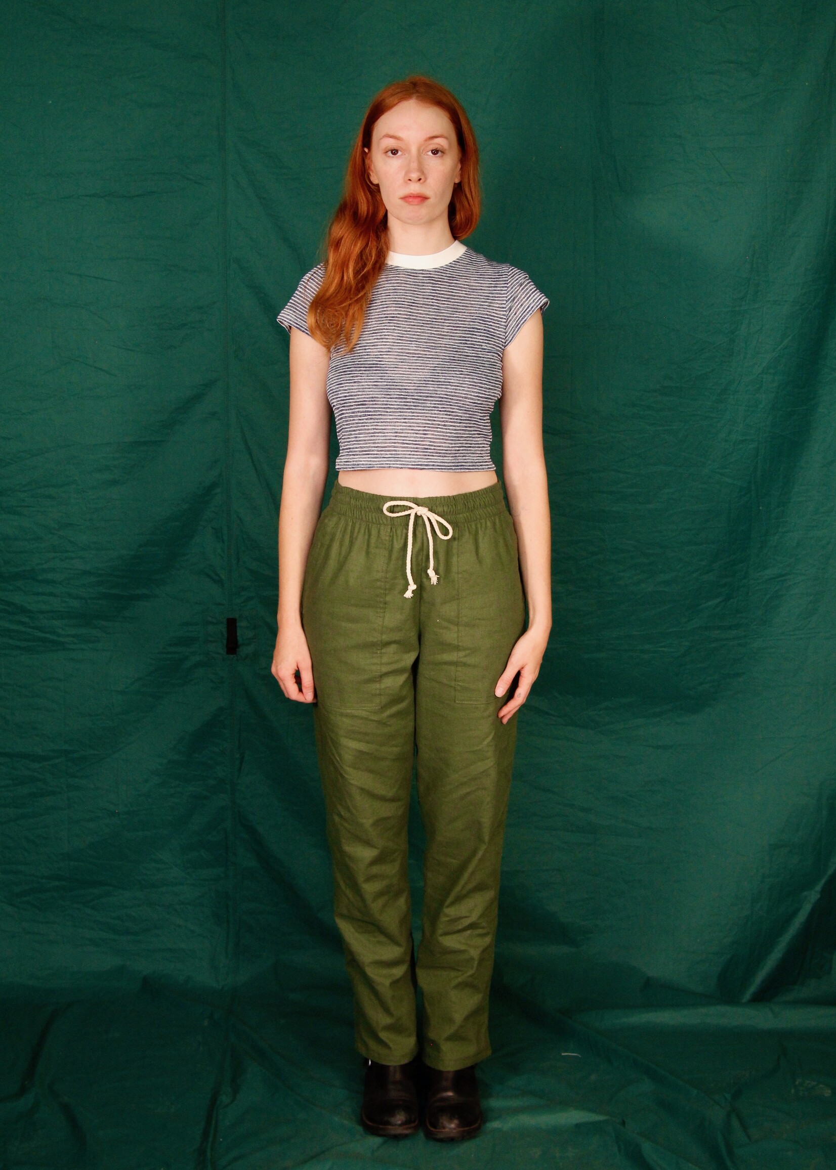 Studio Citizen Studio Citizen Dexter Pants in Moss Green Linen