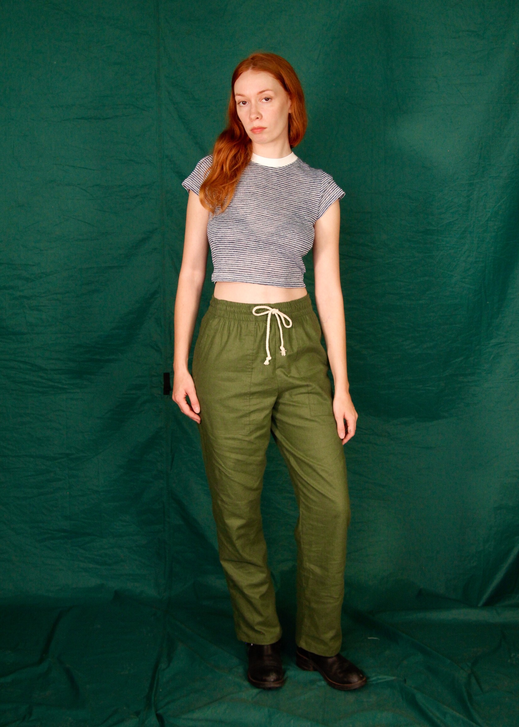 Studio Citizen Studio Citizen Dexter Pants in Moss Green Linen