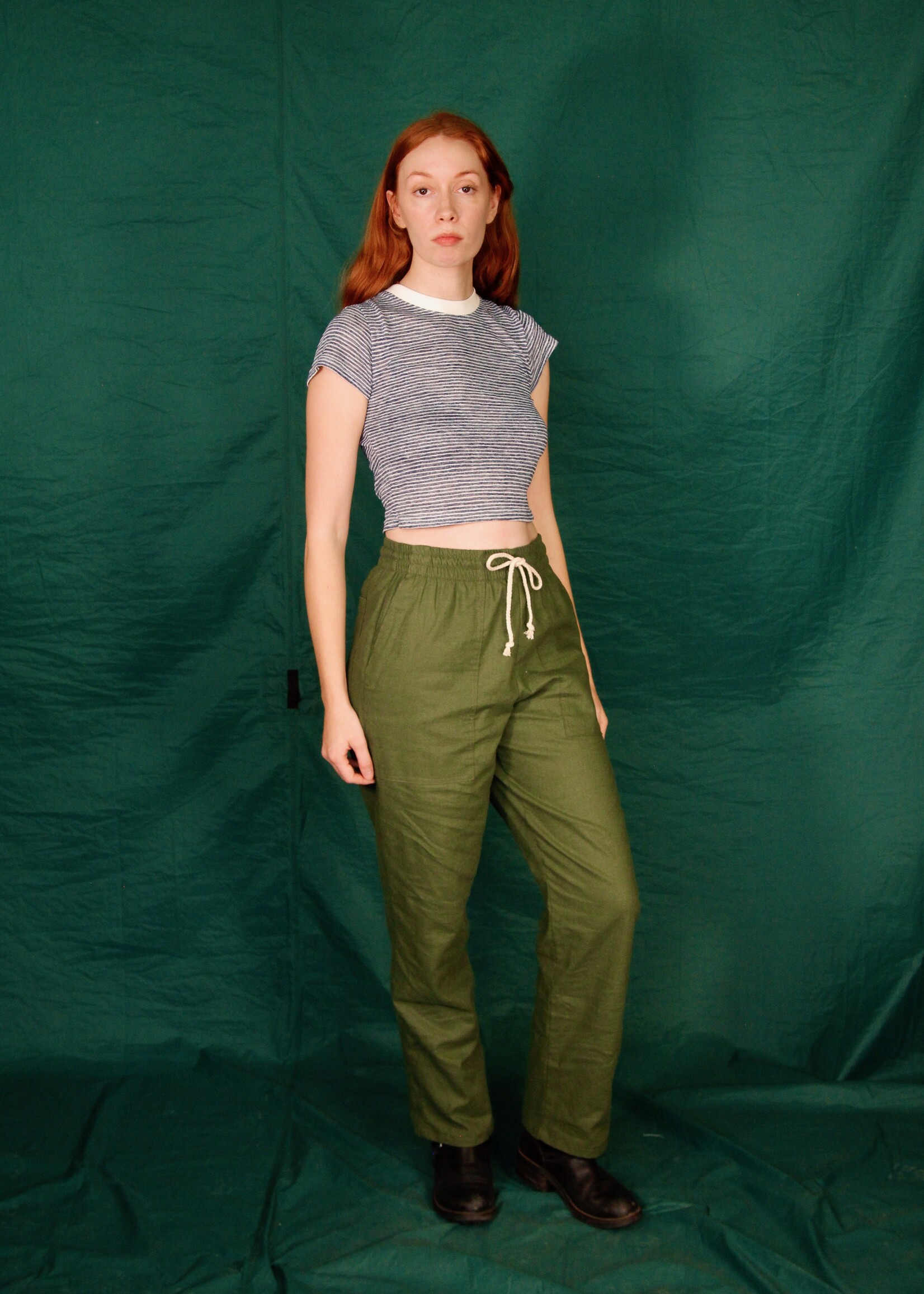 Studio Citizen Studio Citizen Dexter Pants in Moss Green Linen