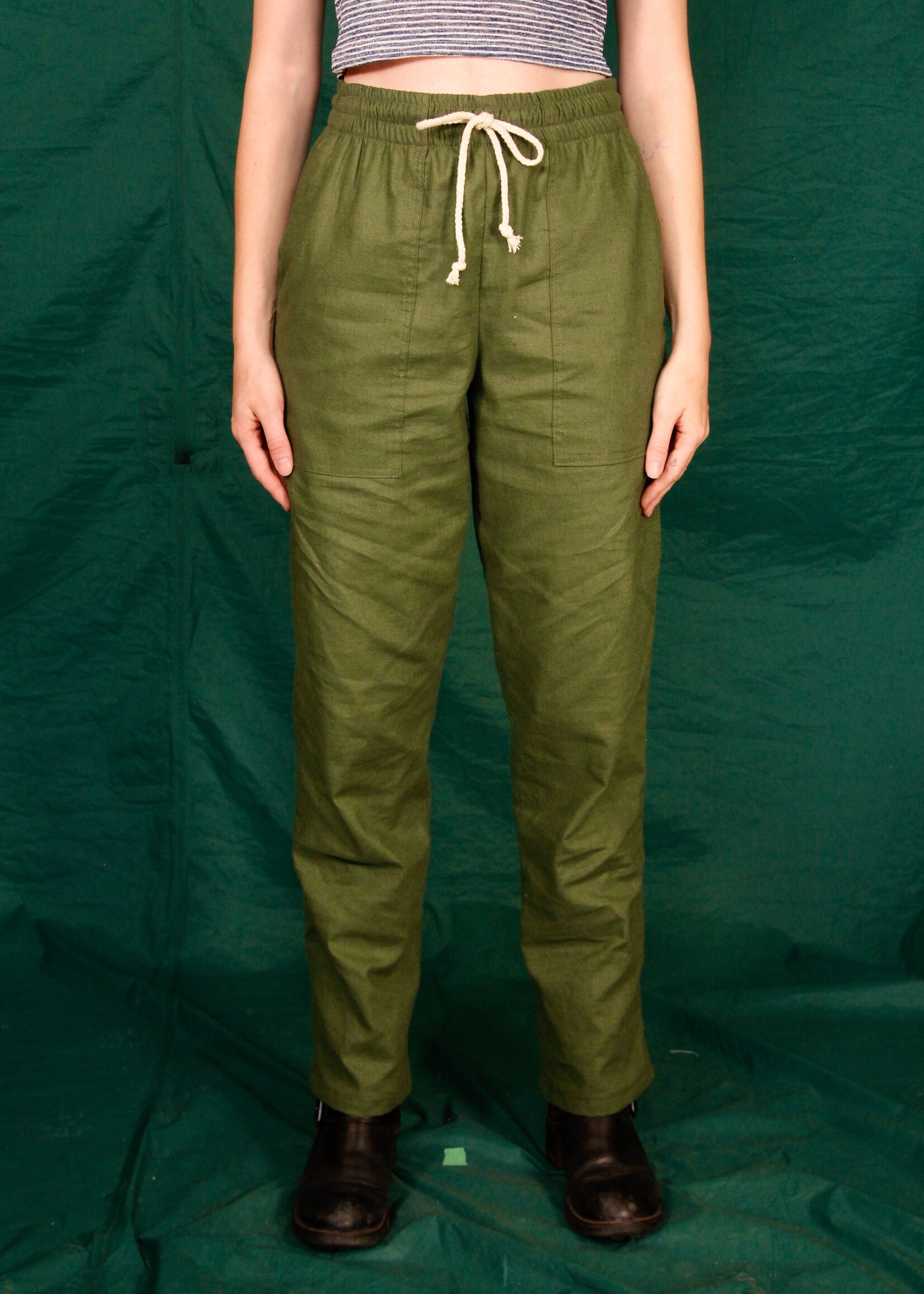 Studio Citizen Studio Citizen Dexter Pants in Moss Green Linen