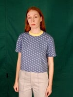 Studio Citizen Perfect Tee in Blue in Blue Flower w/ Yellow Rib