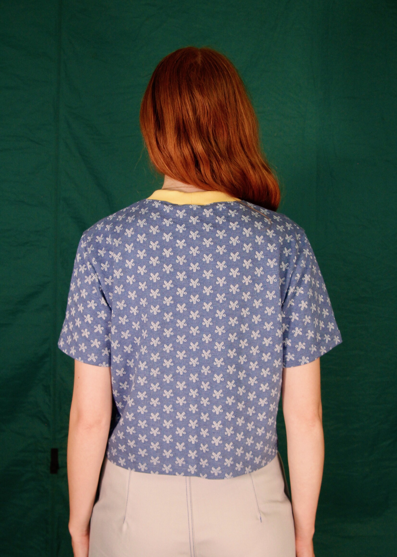 Studio Citizen Studio Citizen Perfect Tee in Blue Flower w/ Yellow Rib