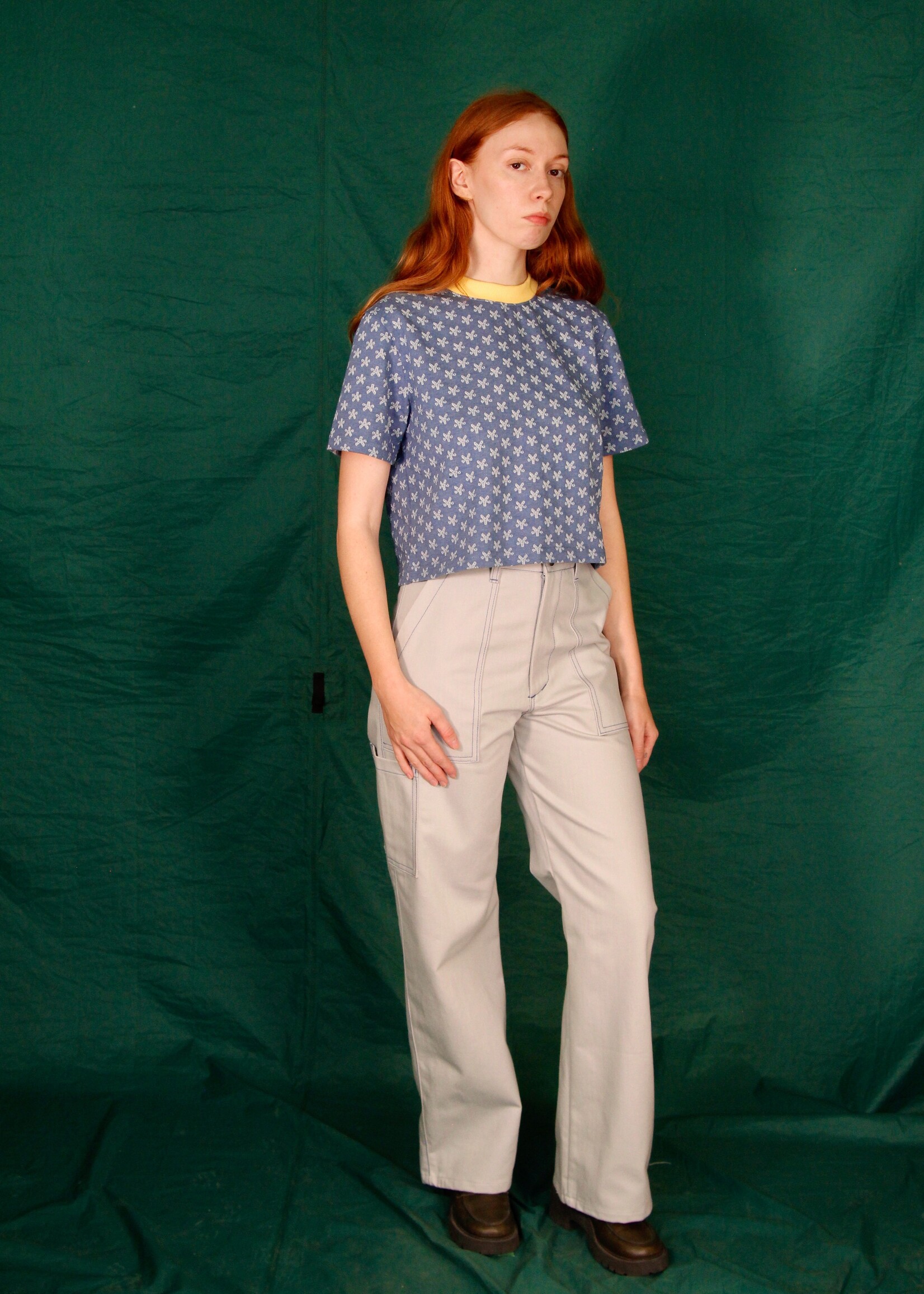 Studio Citizen Studio Citizen Carpenter Pants in Cloud Blue Bull Denim w/ Blue Top Stitch