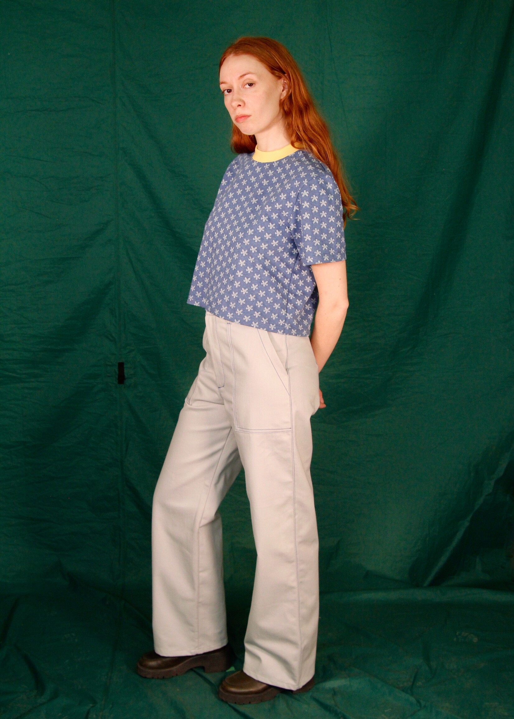 Studio Citizen Studio Citizen Carpenter Pants in Cloud Blue Bull Denim w/ Blue Top Stitch